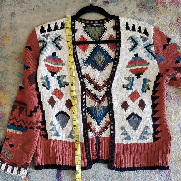 Peruvian Connection 100% Pima Cotton Colorful Southwest Style Shrug Sweater - Picture 10 of 16